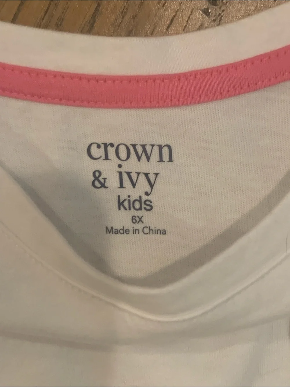 Girls Crown & Ivy White Tee with Multicolor Trim